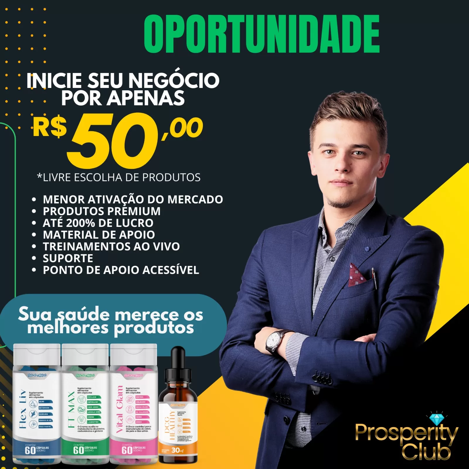 SEJA CONSULTOR DA PROSPERITY CLUB E FATURE ATÉ 3.000 MENSAIS DIVULGANDO SUPLEMENTOS!