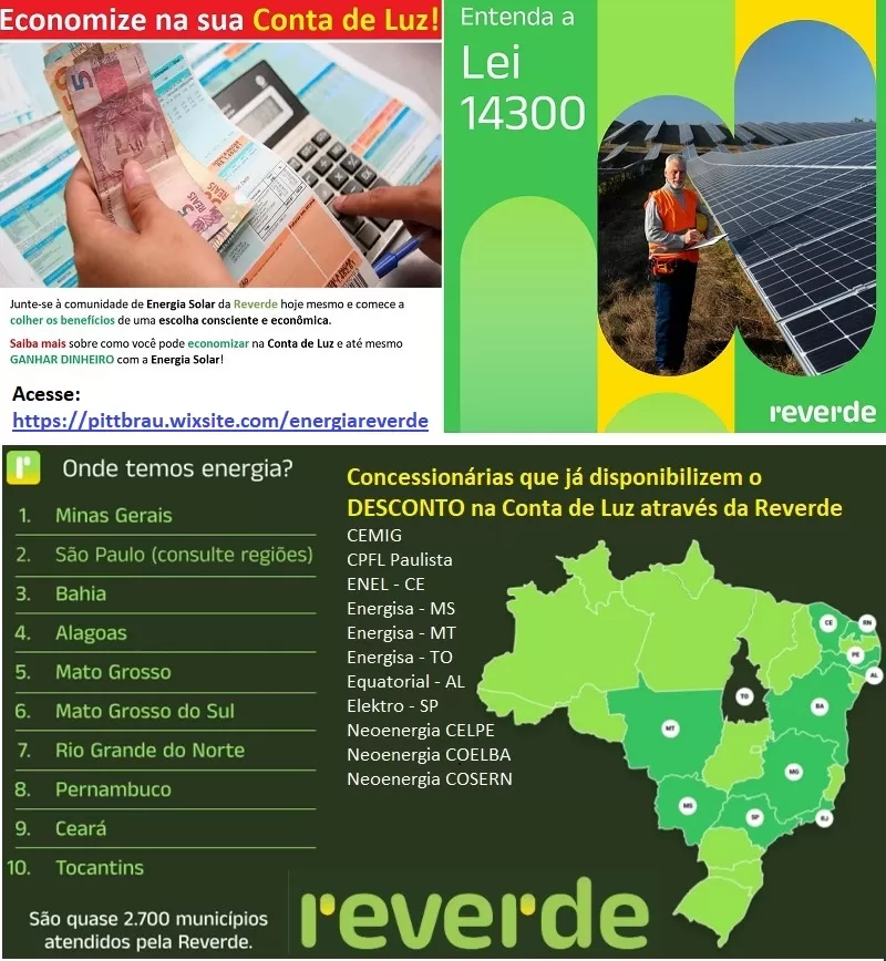 Fazendas Solares REVERDE – Acesso à ENERGIA LIMPA e mais em conta sem precisar fazer nenhum investimento! Saiba mais, inclusive pode GANHAR DINHEIRO! 