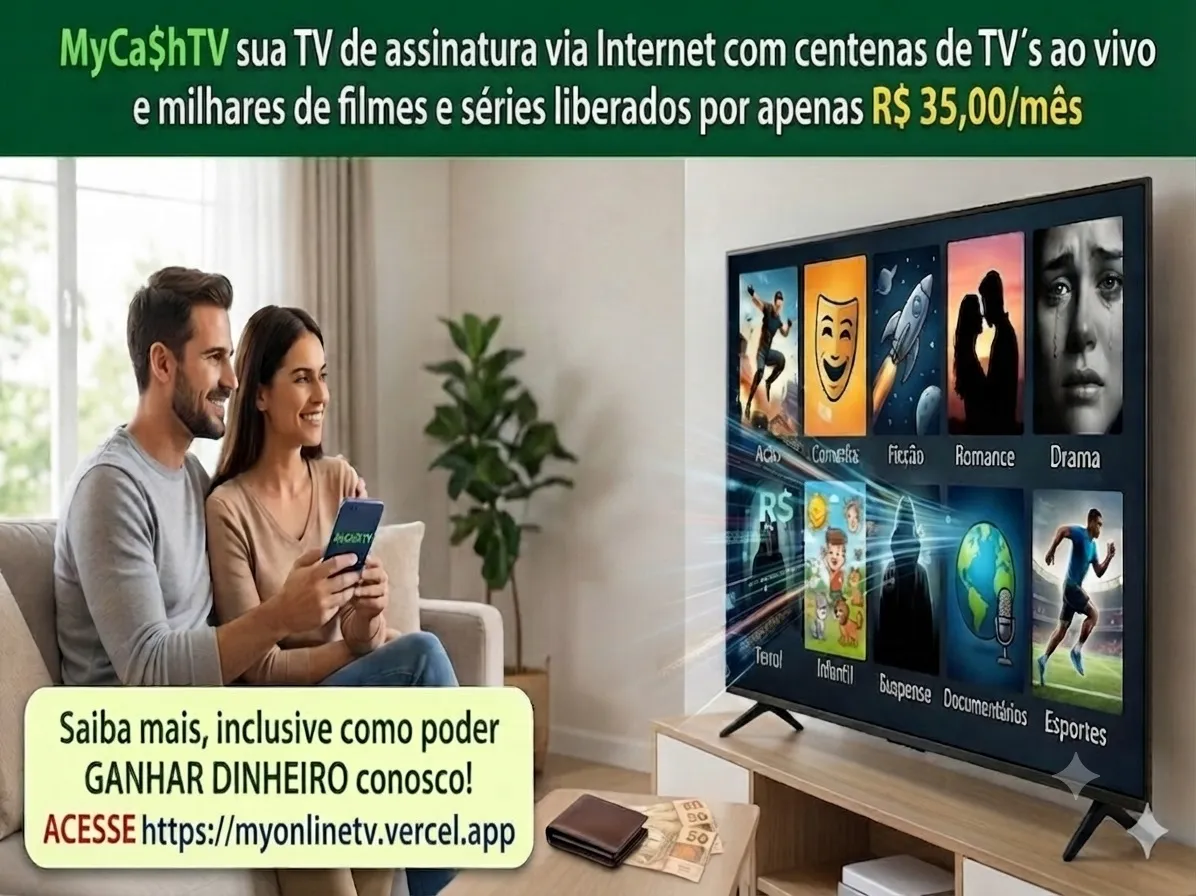 MyCa$hTV – Assista TV através da Internet e ainda GANHE DINHEIRO divulgando a nossa plataforma!